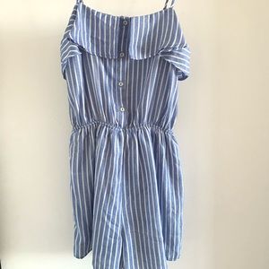 Blue and White Pinstripe Romper